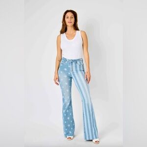 NWT Judy Blue Star and Stripe Flare Jeans